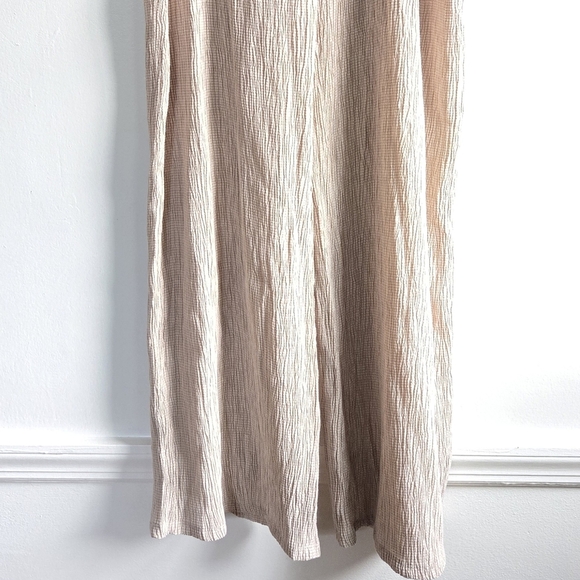 New Zara Textured Pull-On Elastic Waistband Wide Leg Beige Pants Size Large NWT - Picture 4 of 8
